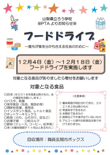 フードドライブ　ちらし保護者用のサムネイル